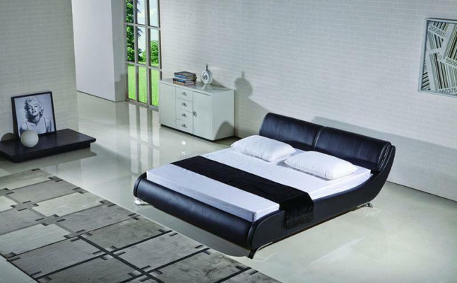 Cama de diseñador Cama matrimonial Doble cama Dormitorio Cama tapizada Cama de cuero