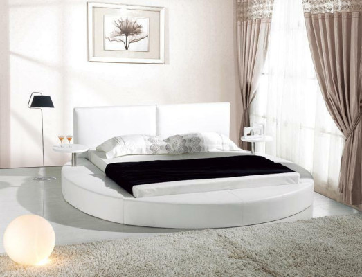 Cama redonda Diseño moderno Lujo Acolchado Camas redondas Tela Textil