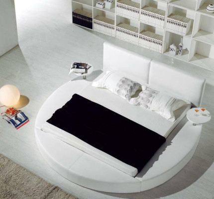 Cama redonda Diseño moderno Lujo Acolchado Camas redondas Tela Textil