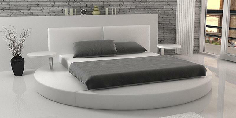 Cama redonda Diseño moderno Lujo Acolchado Camas redondas Tela Textil