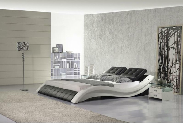 Cama doble Diseño Cama Matrimonial Cama tapizada Dormitorio Cama de cuero Nuevo