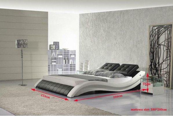 Cama doble Diseño Cama Matrimonial Cama tapizada Dormitorio Cama de cuero Nuevo