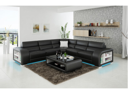 Sofá de cuero, sofá, paisaje de vida decoración moderna, rincón, sofá de esquina, conjunto de diseño.