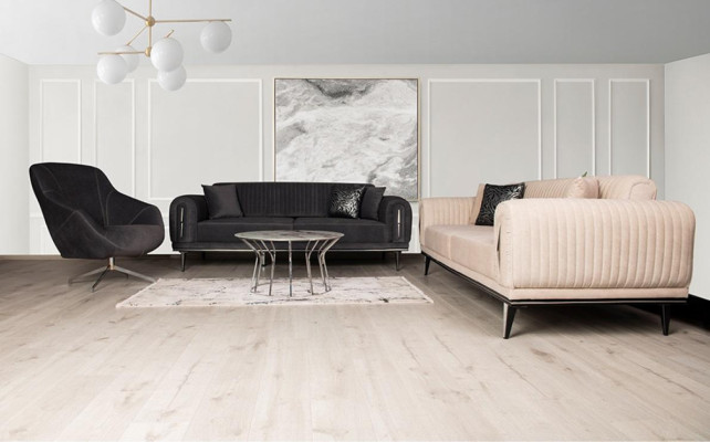 Sofá de tres plazas tapizado muebles decoración 3 plazas sofás tela