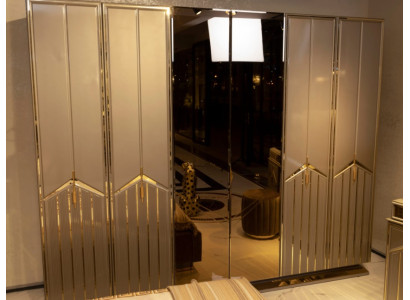 Armario de ropa de lujo Muebles de armario modernos para dormitorio de madera y metal