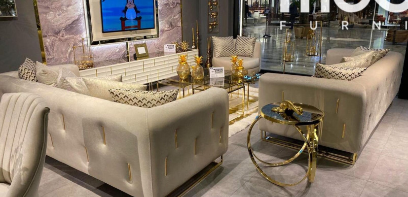 Diseño textil sofá blanco de 3 plazas elegante y moderno, acolchado, nuevo para salón.