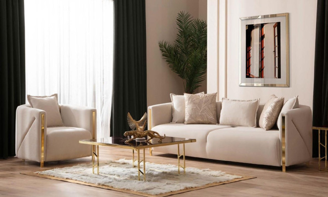 Sofás de tres plazas Lujo tapizados Muebles modernos Sofá de 3 plazas en tela 245cm