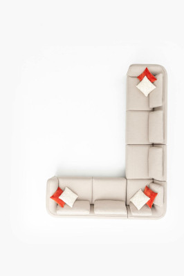 Sofá esquinero en forma de L diseño moderno de lujo sala de estar beige sofá