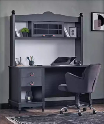 Habitación completa Dormitorio Cama Armario Escritorio Negro 3 piezas