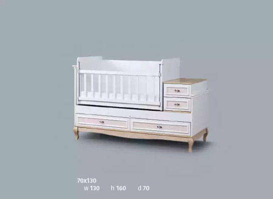 Cuna infantil Habitación infantil Dormitorio completo Armario Cómoda 3 piezas.