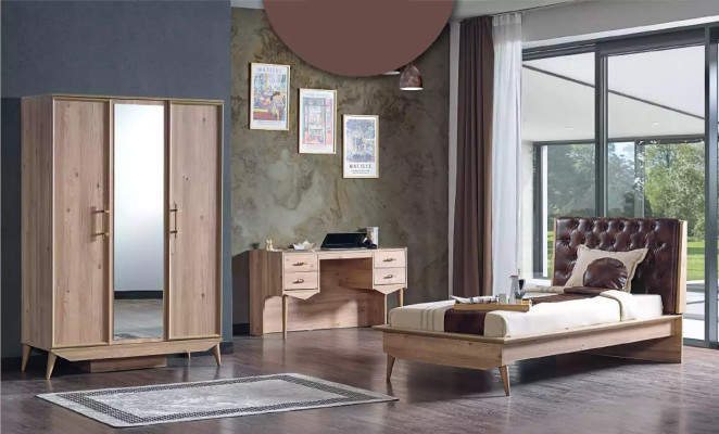 Cama loft de madera Chesterfield 100x200 cm Marco de cama Cabecero acolchado