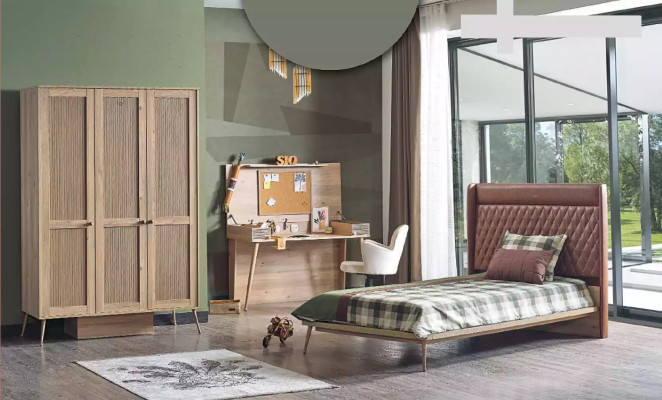 Set de lujo para niños Chesterfield cama escritorio armario 3 piezas.