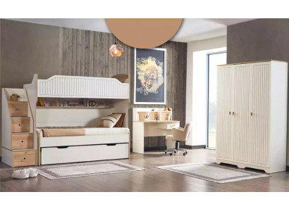 Habitación infantil litera litera Set escritorio armario de ropa 3 piezas.