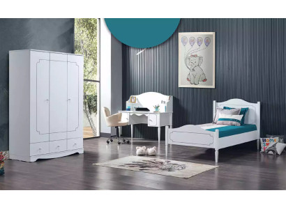 Conjunto de dormitorio completo Escritorio Cama Armario 3 piezas.