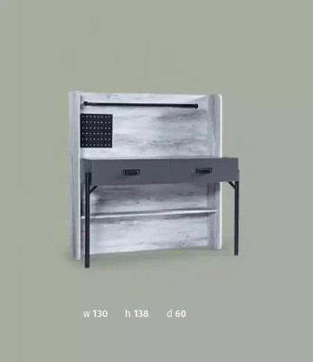 Juego de dormitorio gris para jóvenes, habitación infantil, dormitorio, mesa, armario, cama de 3 piezas.