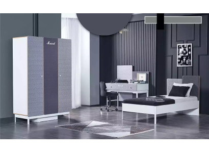 Habitación infantil Dormitorio Cama Habitación juvenil Mesa Armario Muebles 3 piezas.