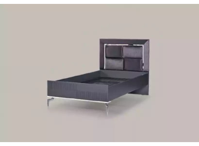 Cama Loft de madera negra diseño 120x200 cm Marco de cama Acolchado