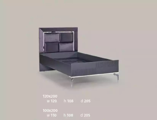Cama Loft de madera negra diseño 120x200 cm Marco de cama Acolchado