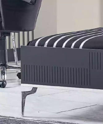 Cama Loft de madera negra diseño 120x200 cm Marco de cama Acolchado