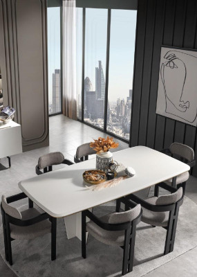 Conjunto de comedor conjunto de comedor mesa de comedor sillas de lujo rincón de comedor 7 piezas blanco