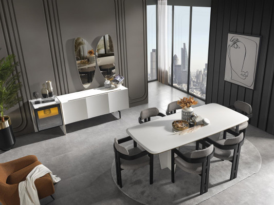 Conjunto de comedor conjunto de comedor mesa de comedor sillas de lujo rincón de comedor 7 piezas blanco
