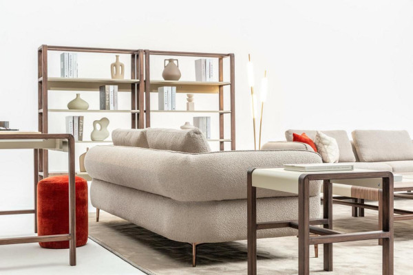 Sofá esquinero en forma de U beige de lujo para sala de estar moderna, sofá tapizado nuevo.