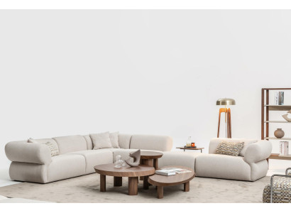 Sofá esquinero acogedor en forma de L beige, sofá tapizado, sofá de salón, nuevo