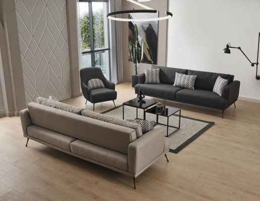 Sofá de cuatro plazas Sofás de 4 plazas Tela gris Moderno Asiento de sala de estar Nuevo
