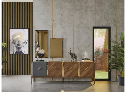 Mueble de salón aparador de lujo armario de madera marrón.