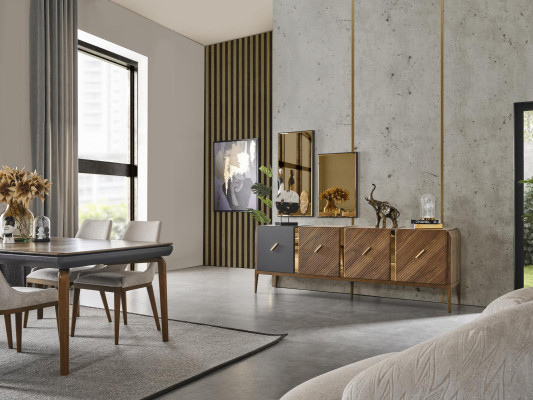 Mueble de salón aparador de lujo armario de madera marrón.