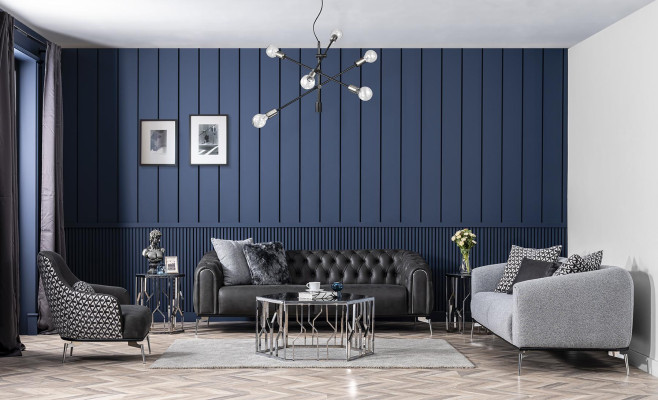 Sillón orejero de polipiel para sala de estar, diseño de poliéster negro.