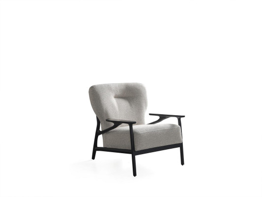 Sillón orejero moderno de tela de poliéster blanco diseño de sala de estar.