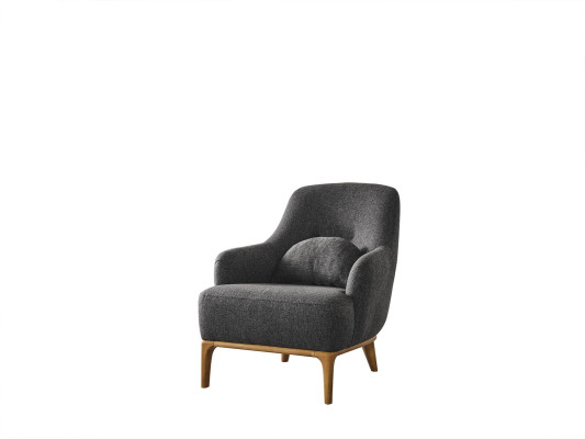 Sillón orejero Moderno Tela Sala de estar Poliéster Gris Diseño Asiento