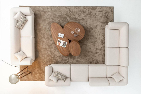 Sofá de salón en forma de L, conjunto de sofá de 3 plazas y taburete diseño moderno.