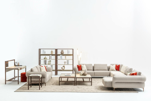 Juego de sofás Sala de estar Sofá tapizado de 3 plazas en forma de U Conjunto de sofás moderno