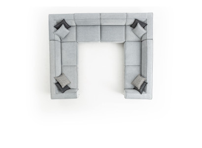 Sofá esquinero de salón en forma de U de lujo, diseño moderno gris, gran sofá de salón.