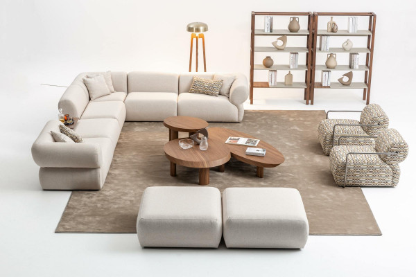 Sofá de esquina italiano, sofá en forma de L, conjunto de muebles para el hogar en estilo italiano, esquinera, conjunto de 5 piezas.