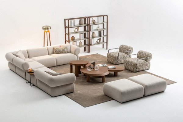 Sofá de esquina italiano, sofá en forma de L, conjunto de muebles para el hogar en estilo italiano, esquinera, conjunto de 5 piezas.