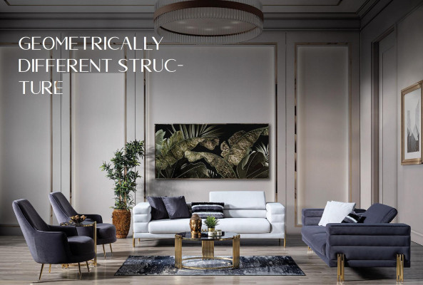 Juego de sofá de lujo, sofá de 4 plazas y sillón tapizado moderno blanco, set moderno.