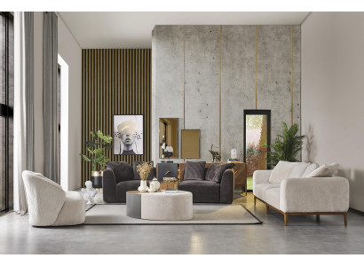 Conjunto de sofá Sofá Tela Sofás Modernos Sala de Estar Blanco 3 piezas Poliéster