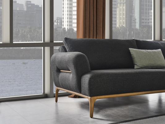 Sofá Suite Sofá Sillón 431 Plazas Tela Lujo Gris Sofás Sala de estar