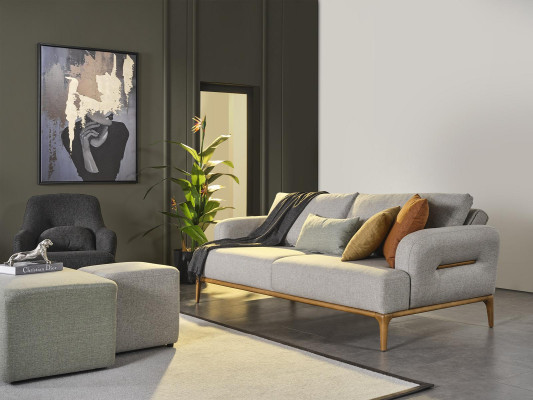 Sofá Suite Sofá Sillón 431 Plazas Tela Lujo Gris Sofás Sala de estar