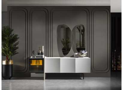 Grupo Aparador Espejo Cómoda Madera Moderna Comedor Blanco Diseño Nuevo