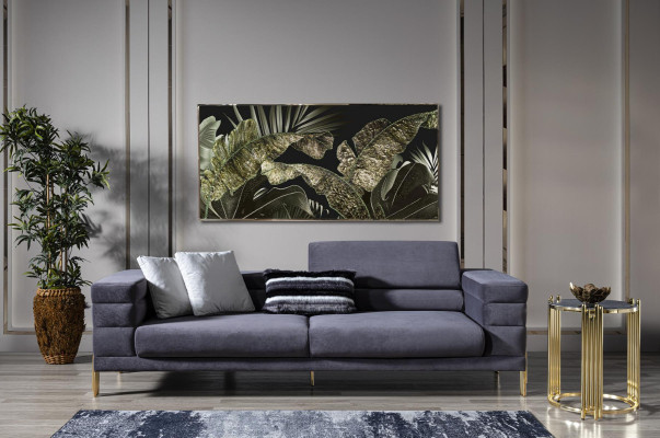 Juego de sofás de lujo, sofá de 3 plazas, sillón, tela gris moderno, conjunto moderno.