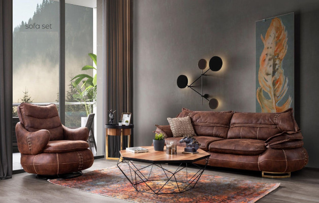 Sillón asiento Diseño clásico Sala de estar Tapizado Individual Cuero Estilo Muebles Lujo