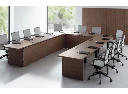 Mesa de conferencia Sillas Grupo de muebles de oficina italiano Escritorio de oficina Mesa de reuniones 7 piezas.