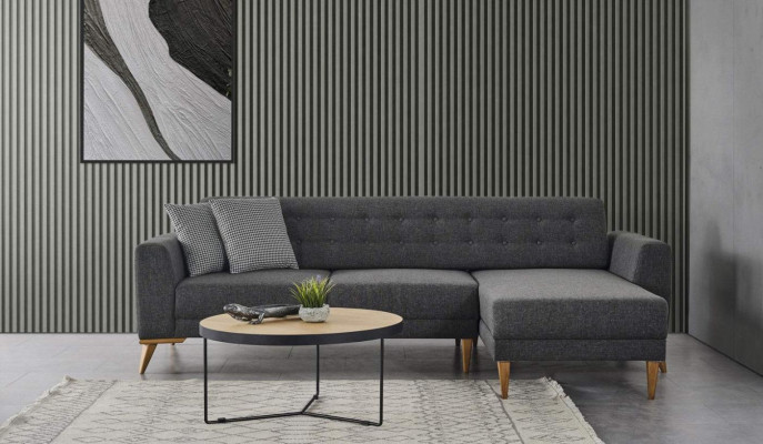 Sofá de esquina de lujo en forma de L, moderno, gris, la diseñadora de muebles para la sala de estar