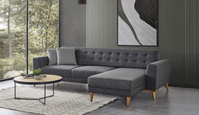 Sofá de esquina de lujo en forma de L, moderno, gris, la diseñadora de muebles para la sala de estar