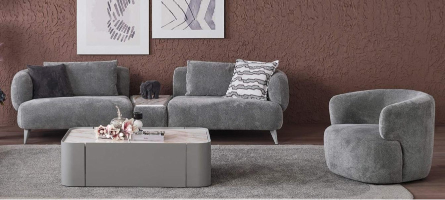 Juego de salón de lujo de 2 piezas. Sofá de tres plazas y sillón. Conjunto de sofás 3+1.