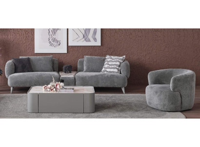 Juego de salón de lujo de 2 piezas. Sofá de tres plazas y sillón. Conjunto de sofás 3+1.